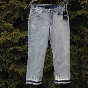 DKNY Tie-Die Fringed Crop Jeans 30" waist